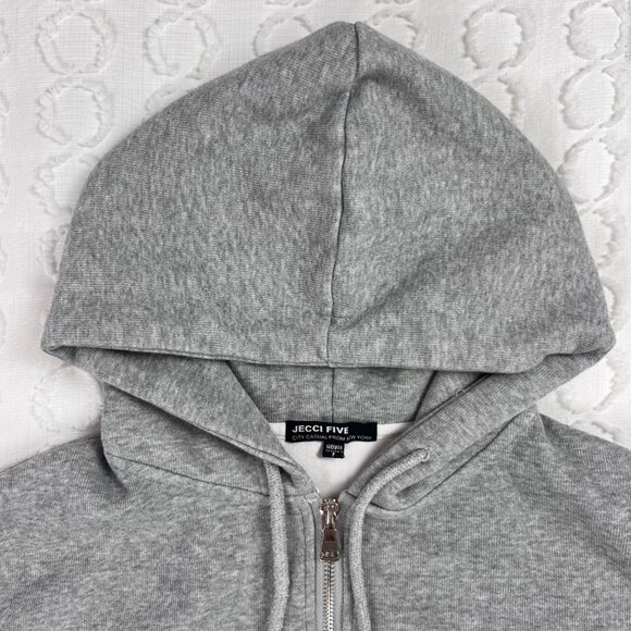 Jecci Five Grey Zip Up Hoodie with Reflective Stripe Women Size Small - Picture 6 of 10